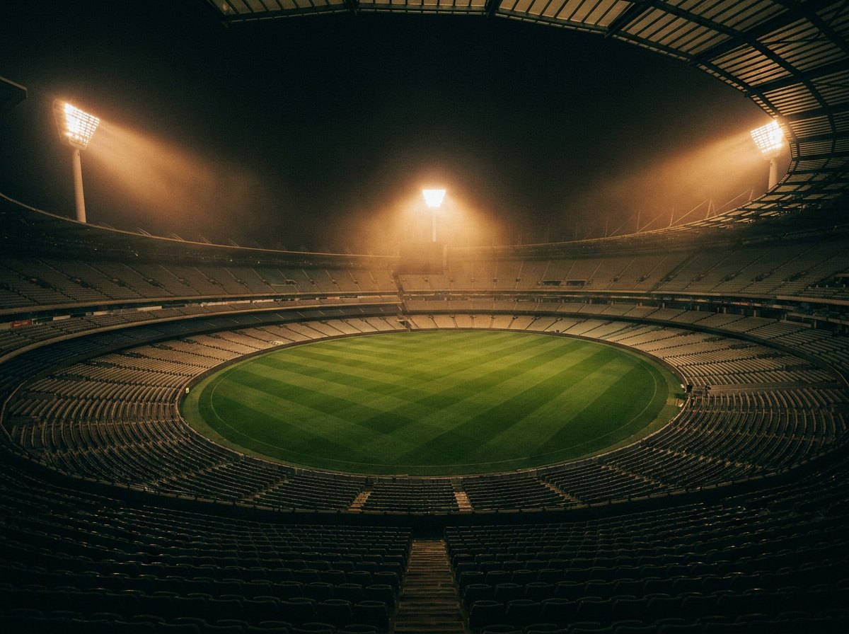 Professional sports stadium at night